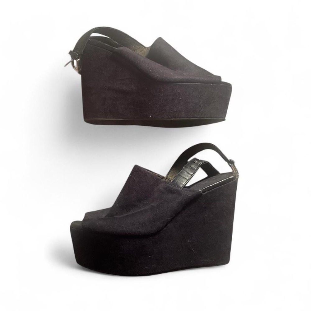 Divided Black Platform Wedges